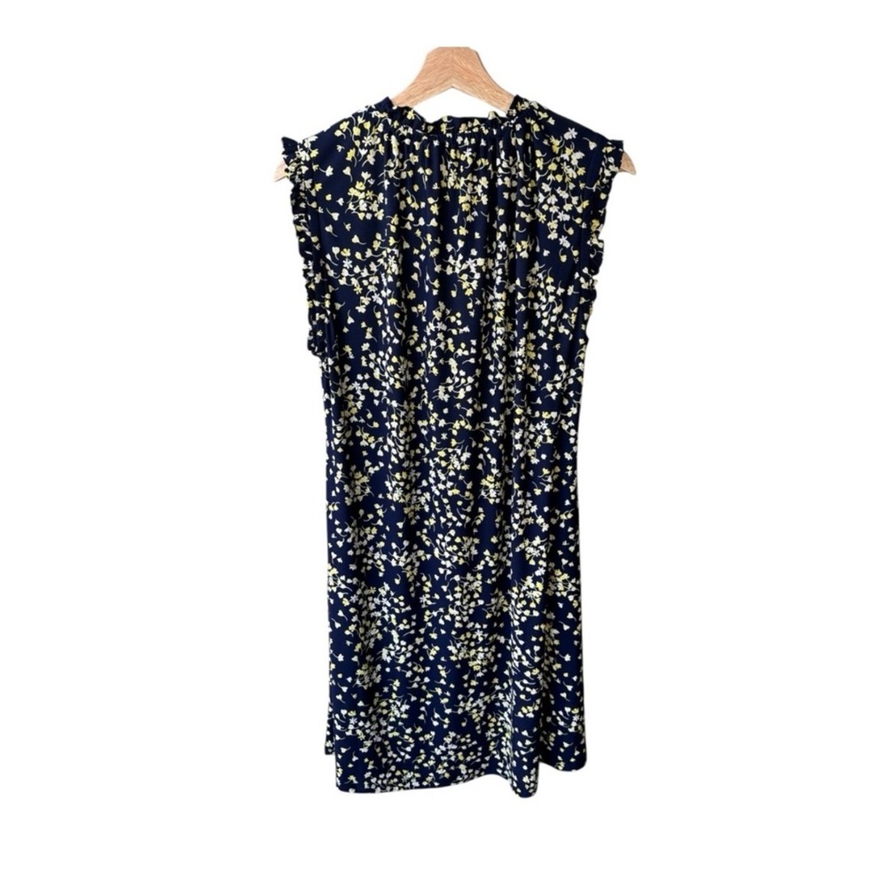 Tommy Hilfiger Dress Floral Blue Mock Neck Ruffle Shift Business Party Size 14 - Picture 2 of 5
